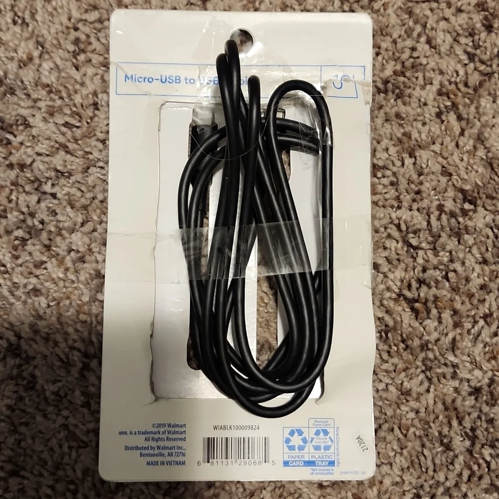 Micro USB to USB 10 ft cable